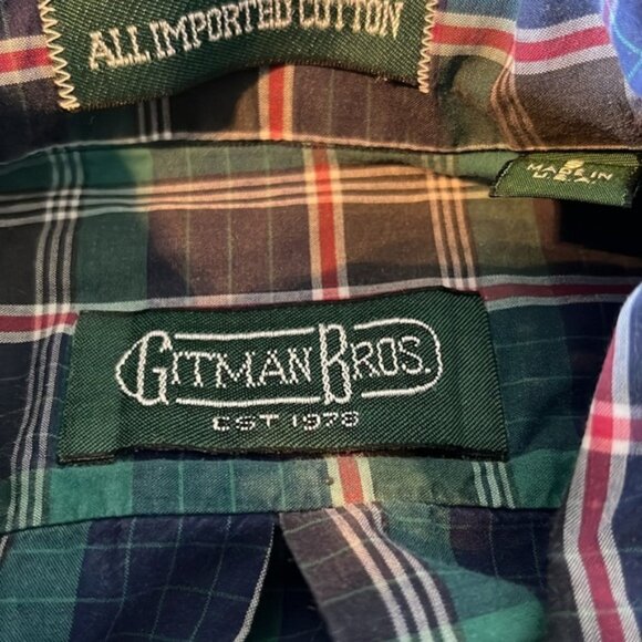 Gitman Bros Small Blue Green Plaid Made in USA - Picture 4 of 4